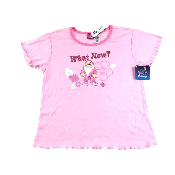 Disney Store Grumpy What Now? Pink Sleep Top Size Large NWT - Picture 1 of 3